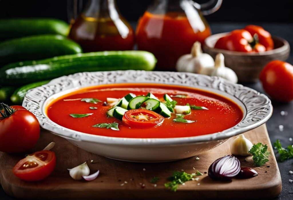 Recette rapide de soupe fraîcheur à la tomate - Prête en un clin d'œil !