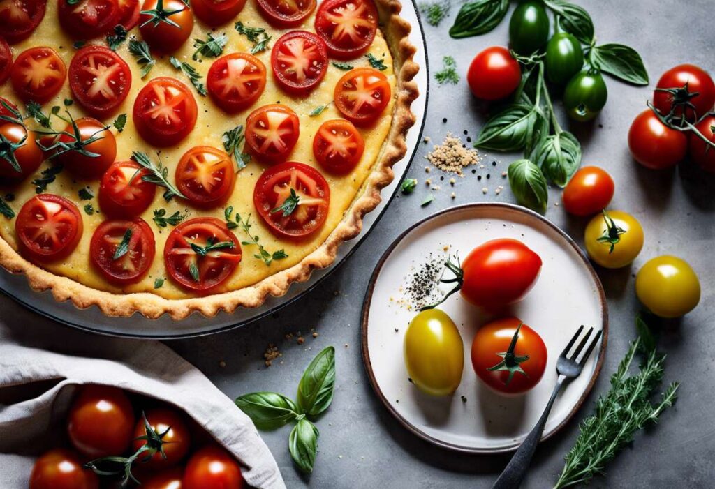 Recette facile de tarte à la tomate et à la semoule - Idée repas rapide