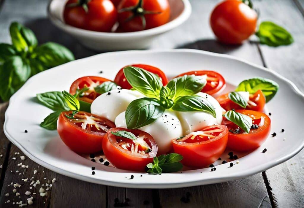Recette facile : salade de tomates, mozzarella et menthe fraîche