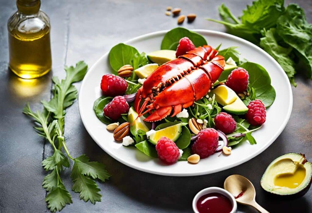 Recette de salade de homard à la sauce framboise : fraîcheur et gourmandise garanties