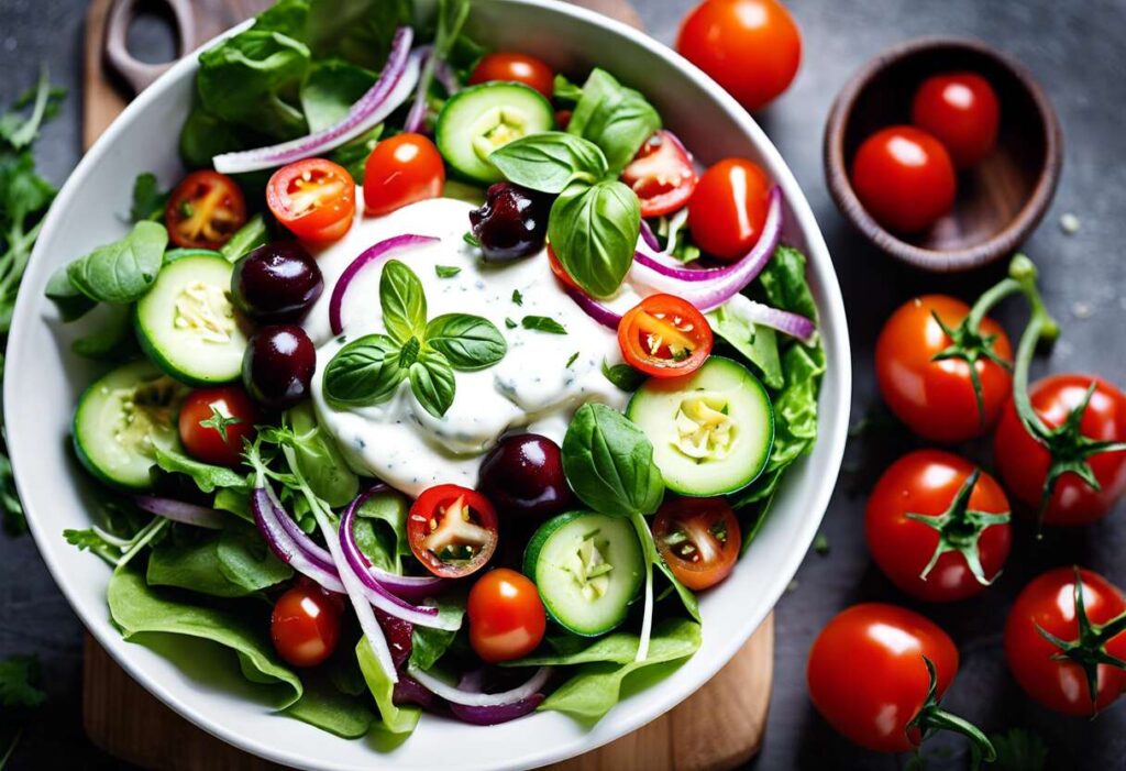 Recette facile : salade aux légumes et au yaourt santé