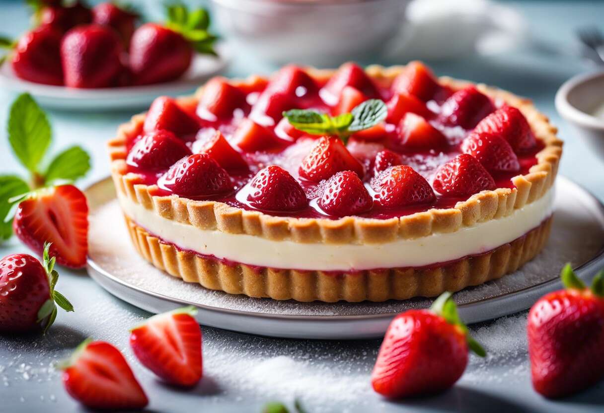 Recette de tarte à la compotée de fraises et rhubarbe : saveurs printanières