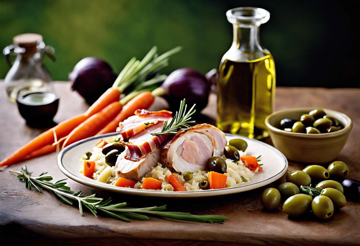 Recette de lapin aux lardons et aux olives : saveurs méditerranéennes